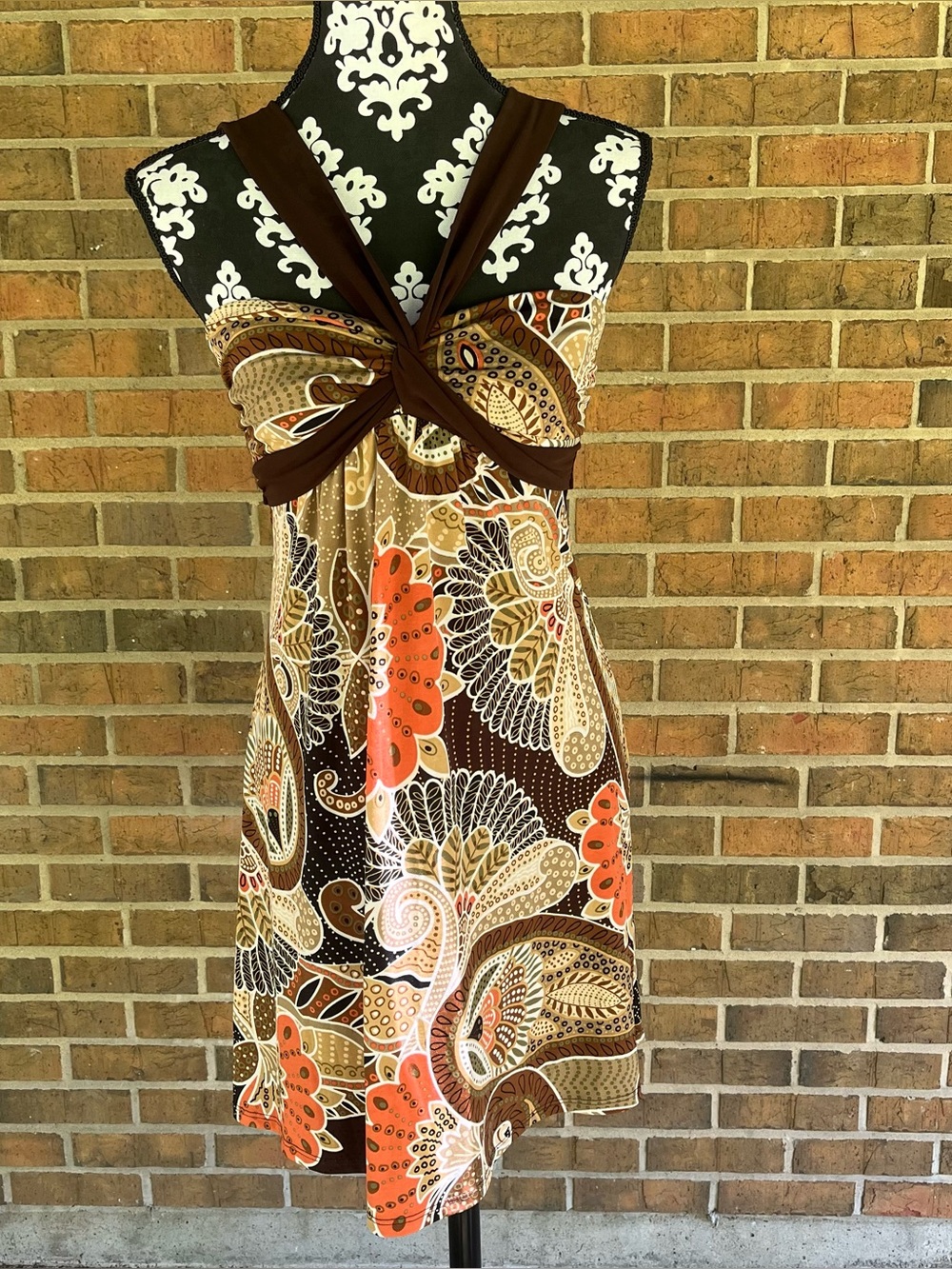 2000's B. Smart Y2K Summer Paisley Halter Tie Mini Dress Juniors 5/6